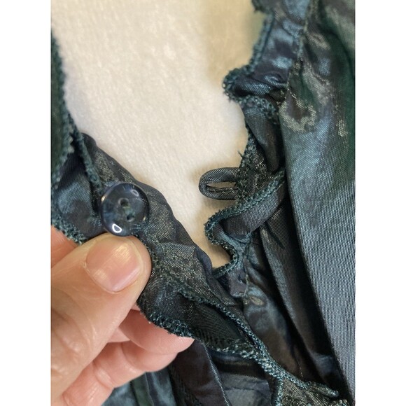 VINTAGE Carrie Allen Women's XL Top Blouse Crinkle Ruffle Metallic Whimsygoth - Picture 12 of 12